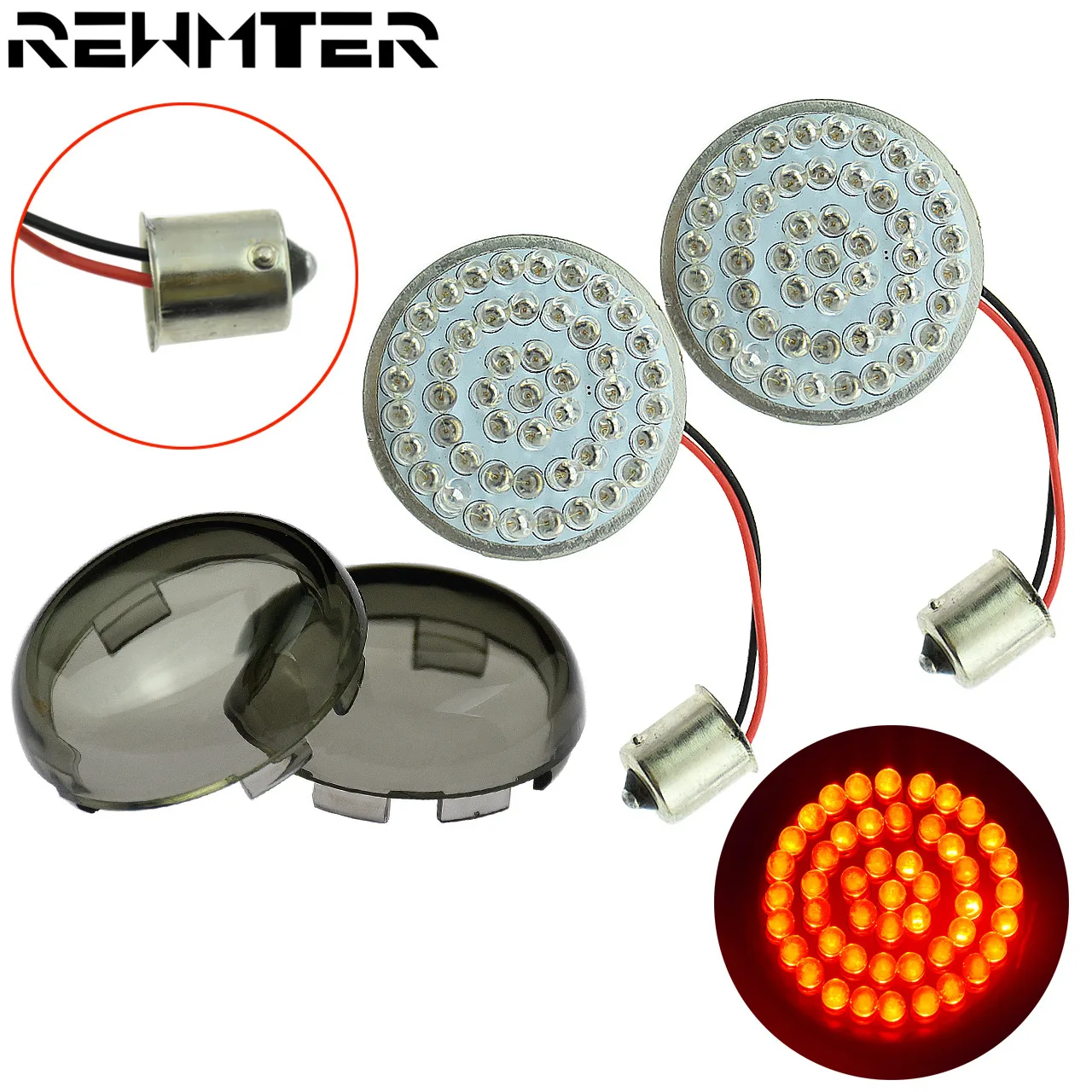 

Мотоциклетные задние 1156 LED 2 шт. указатель поворота LED свет с 2 шт. дымчатые линзы для Harley Dyna Softail Sportster 2002-2013