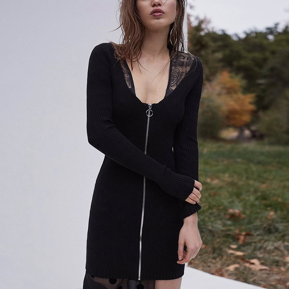 EISHOW женская модная сексуальная повседневная одежда на молнии с v образным