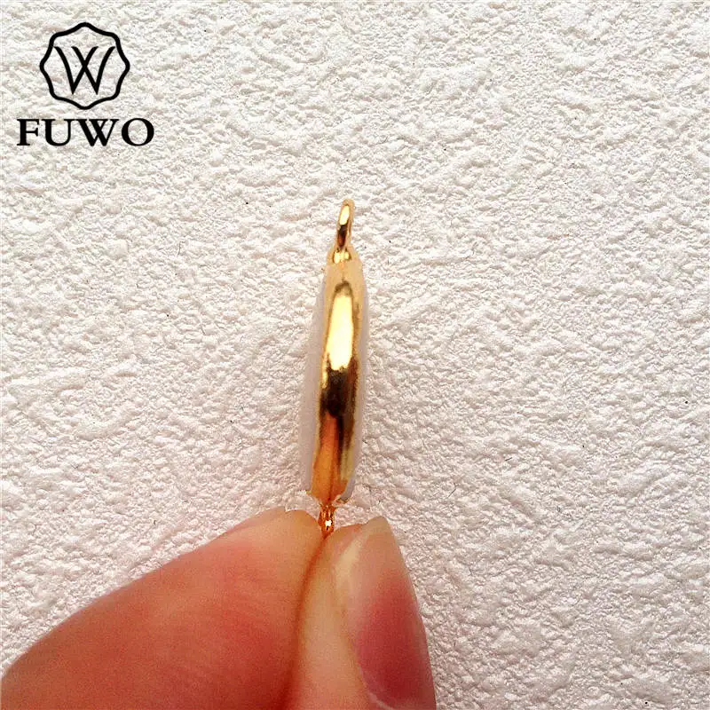 Круглый пресноводной жемчужный коннектор FUWO подвеска с 24 каратным золотым