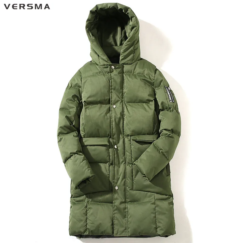 VERSMA 2017 Молодежная армейская зеленая теплая зимняя длинная куртка пальто Мужская
