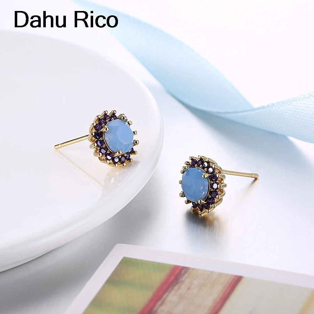 Опал серьги букле d'oreille в Корейском стиле bijou модные золотистого цвета Dahu Rico