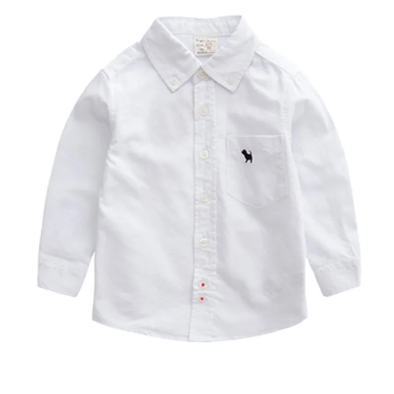 

Рубашка с длинным рукавом для мальчиков, 100% хлопок, весна и осень 2016, детская одежда, белые однотонные Детские рубашки