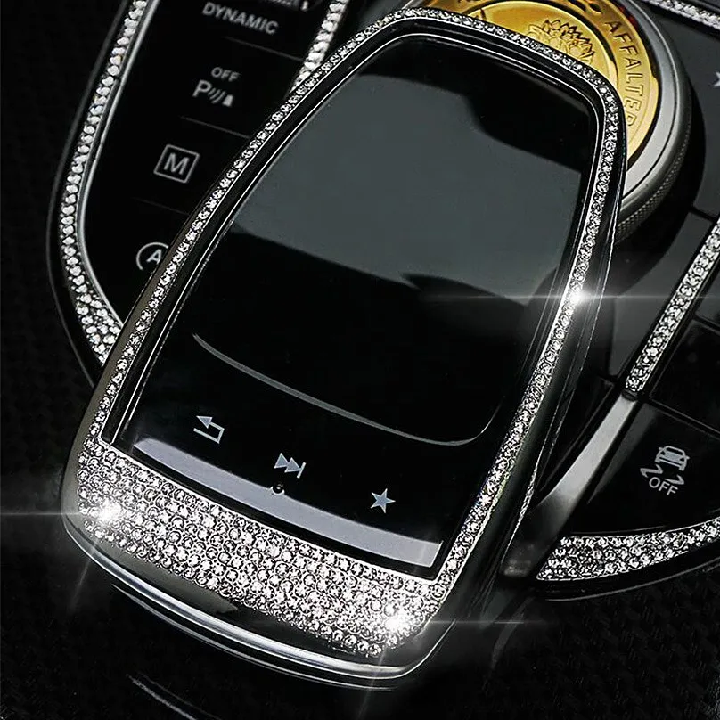 Bling Diamond Center Control Mouse Panel Frame Trim Decoration For Mercedes-Benz C200L E300L GLC260 | Automotive Interior Stickers