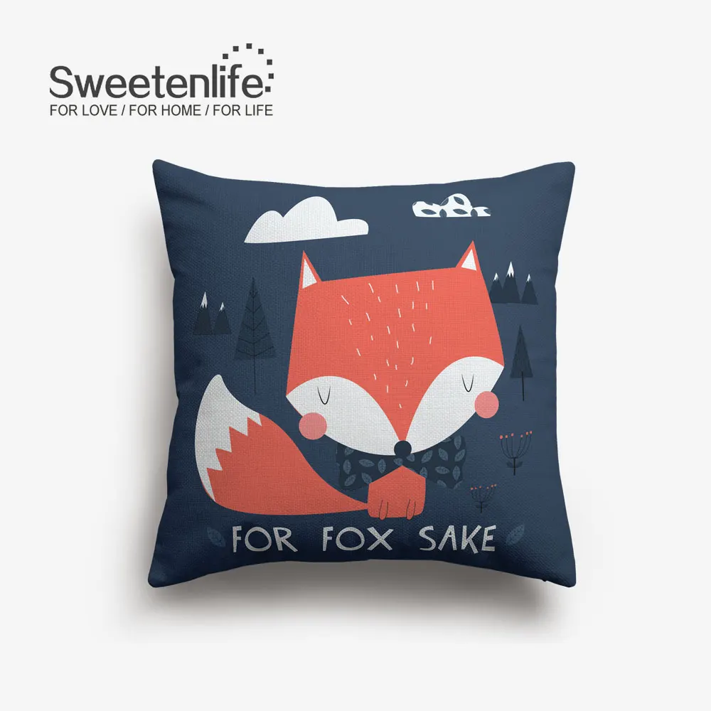 SL0311 Sweetenlife акварель милые бегущая лиса Чехлы зеленого цвета с узором в виде листьев, Подушка для стула, 45x45 см/30x50 см наволочки Декор - Цвет: SL0311