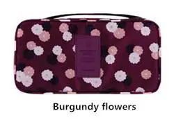 Burgundy Flower Портативный бюстгальтер, нижнее белье, дорожные сумки, женская одежда, косметичка для хранения, органайзер, моющийся чехол, принадлежности для аксессуаров - Цвет: Burgundy Flower