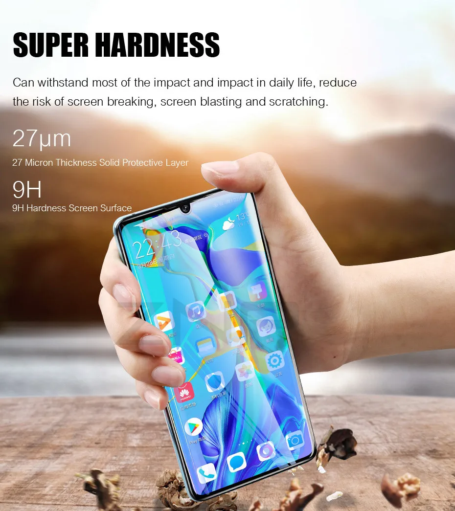 Защитное стекло ZNP 25D с закругленными краями для huawei P30 P20 Pro Lite, закаленное защитное стекло для Honor 9 Lite 10