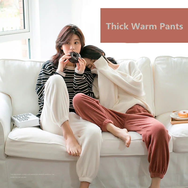 Winter Flannel Sleep Bottoms Long Pants Thick Warm Casual Home Wear Casual Pyjama Trousers Soft Loose Trouser Sleepwear