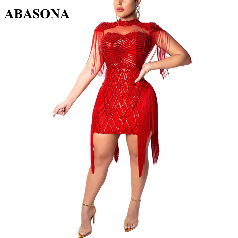 ABASONA, женское летнее платье, с кисточками, с блестками, для ночного клуба, для вечеринки, черное, с накидкой, на тонких бретелях, мини, сексуальное, облегающее платье