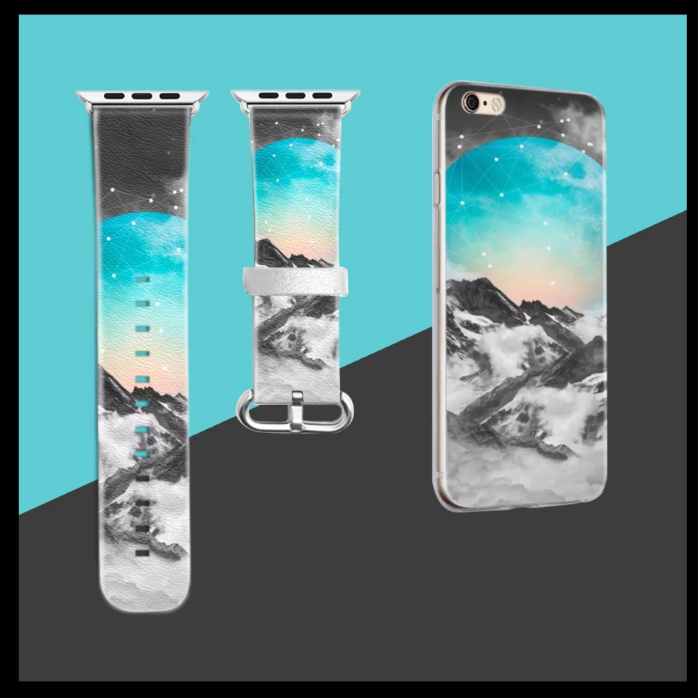 Камуфляж DiY ремешок для Apple Watch 38 мм 42 мм кожаный браслет для iWatch 40 мм 44 мм Серия 1 2 3 4 ремешок подарок для IPhone чехол - Цвет ремешка: 502