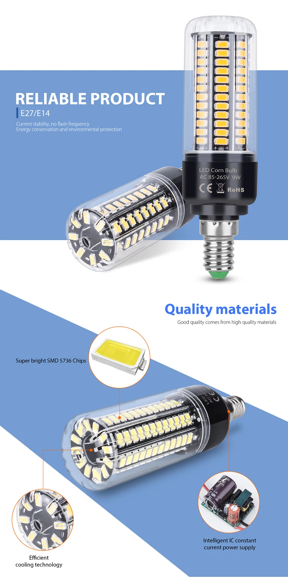 Светодиодная лампа E27 SMD 5736 E14, светодиодная лампа 220 В, светодиодный светильник 110 В, лампочки для дома, кухни, лампы 3,5 Вт, 5 Вт, 7 Вт, 9 Вт, 12 Вт, 15 Вт, 20 Вт, умная IC лампа