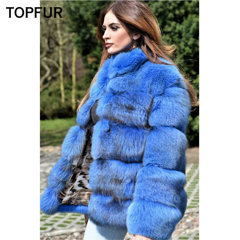 TOPFUR Новая мода натуральный Лисий мех пальто однотонное Женское зимнее лисий мех с меховым воротником натуральный мех пальто толстое теплое роскошное