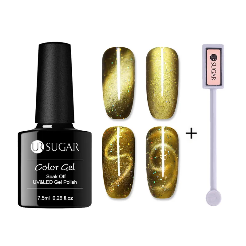 Holo with stick 5 Ur Sugar голографический 3D Гель-лак для ногтей с кошачьими глазами 7,5 мл Магнитный лазерный блеск впитывающий УФ-гель лак для маникюра - Цвет: Holo with stick 5