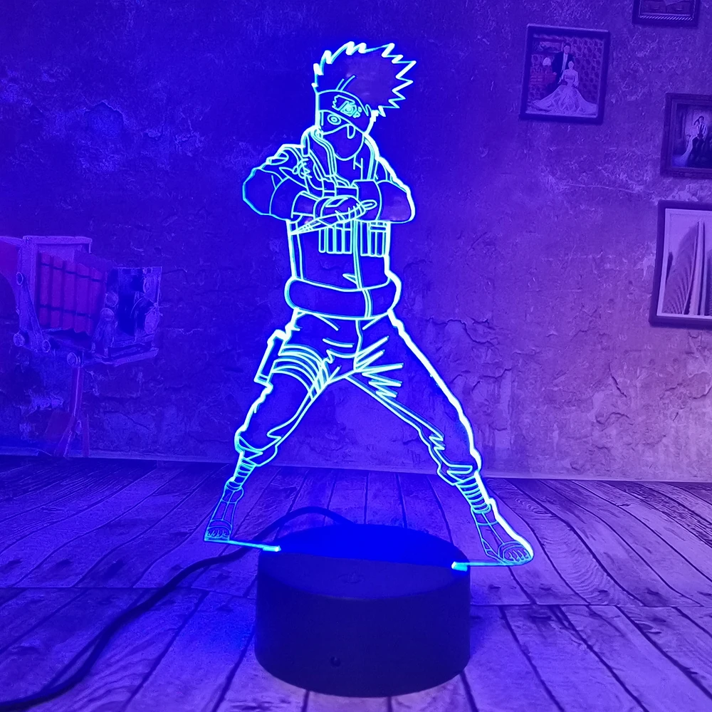 Dropship Created Boy Gifts Hokage Uchiha Sasuke 3D ночник 7 видов цветов Светодиодная детская лампа для