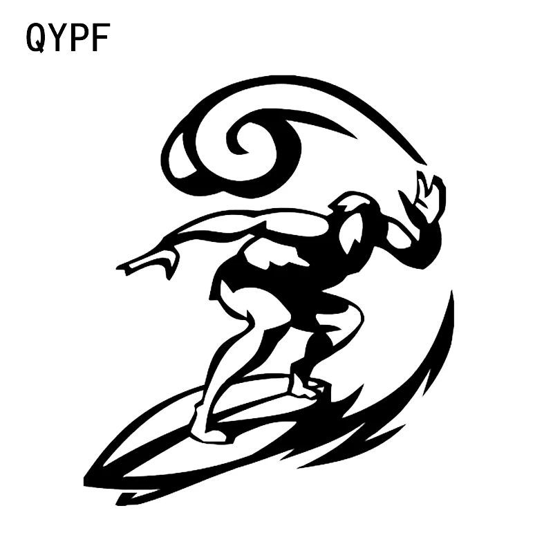 

QYPF 13.6*15.7CM Unique Surfing In The Sea Decor Car Styling Sticker Vinyl Silhouette Graphic C16-0759