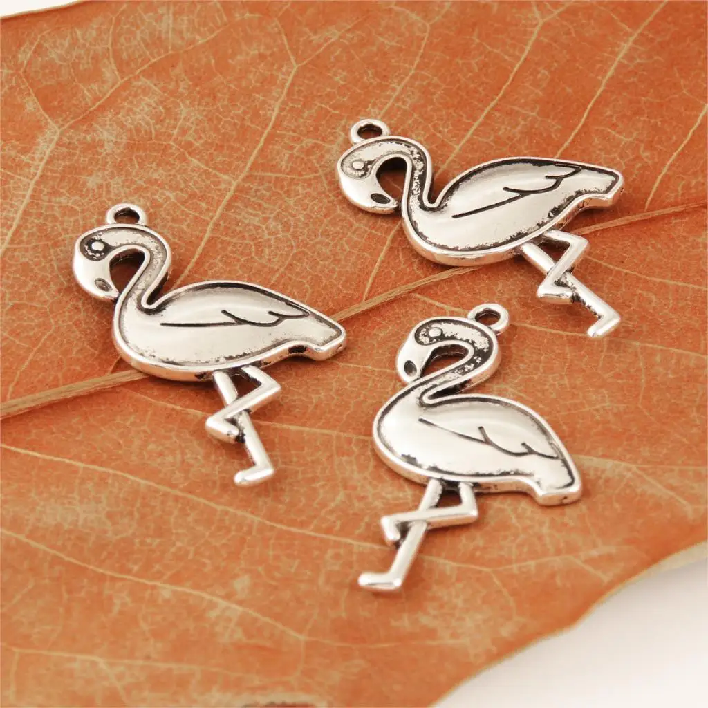 5 шт. серебряный цвет благородный Фламинго амулеты животное кулон в поисках