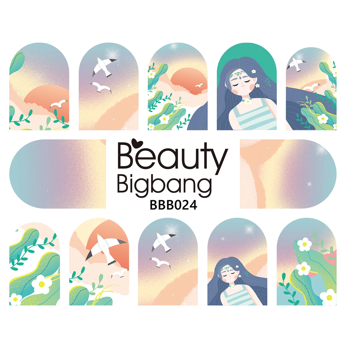 BeautyBigBang наклейки для дизайна ногтей с русалочкой голубого цвета Scaleph желе Морская звезда якорь изображения водные наклейки для ногтей искусство BBB033