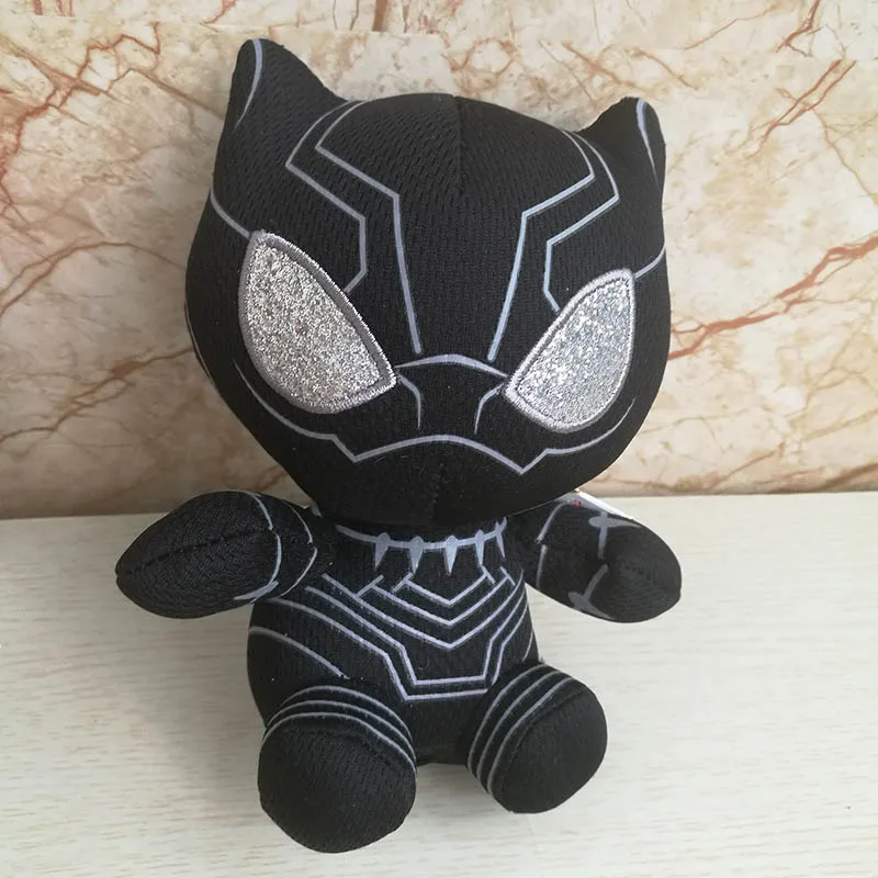 Black Panther Железный человек Человек-паук Капитан Американский Халк мертвый бассейн плюшевые игрушки детские 15 см дети подарок на день рождения Супер герои - Цвет: Black Panther