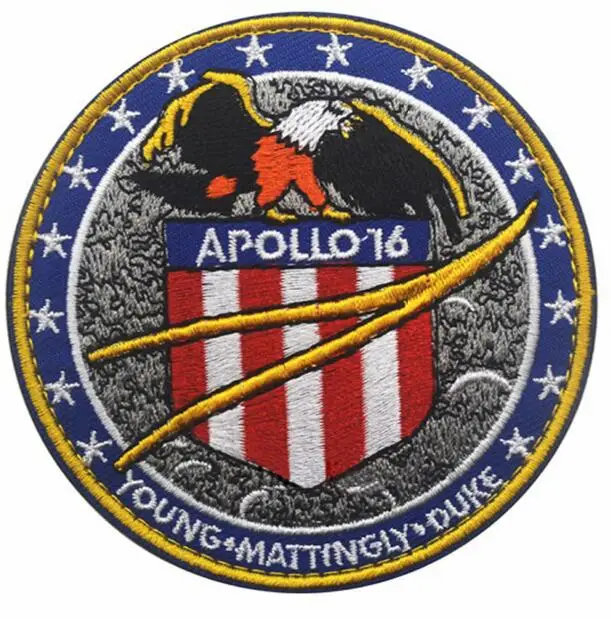 K 1 Piece APOLLO Mission Embroidery Decal Patch Astronaut DIY Spaceship Emblem Collage American Combat Outdoor Supplies Icon Badge - Цвет: K