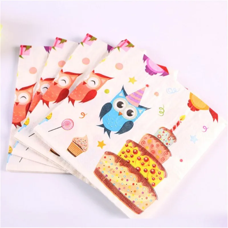 2 х слойная бумажная салфетка с изображением совы из мультфильма 20 шт. 100%