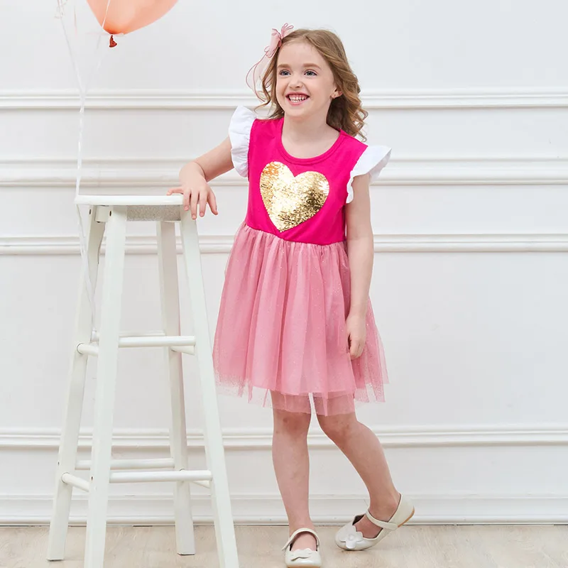 Платье для девочек Dxton платье-пачка с коротким рукавом и блестками вечерние