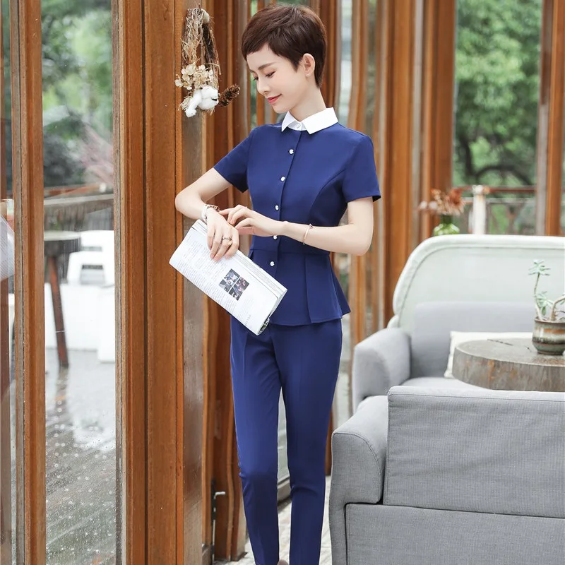 Женские костюмы из 2 предметов топы и брюки Летний стиль для офиса Деловые