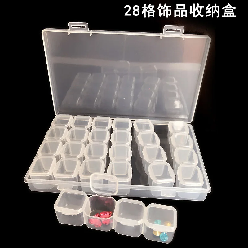 

Nail Art Tools Jewelry Beads Storage Box Jewelry Beads Storage Containers Clear Plastic Box, 28 Grids , 17.3 x 10.5 x 2.5cm