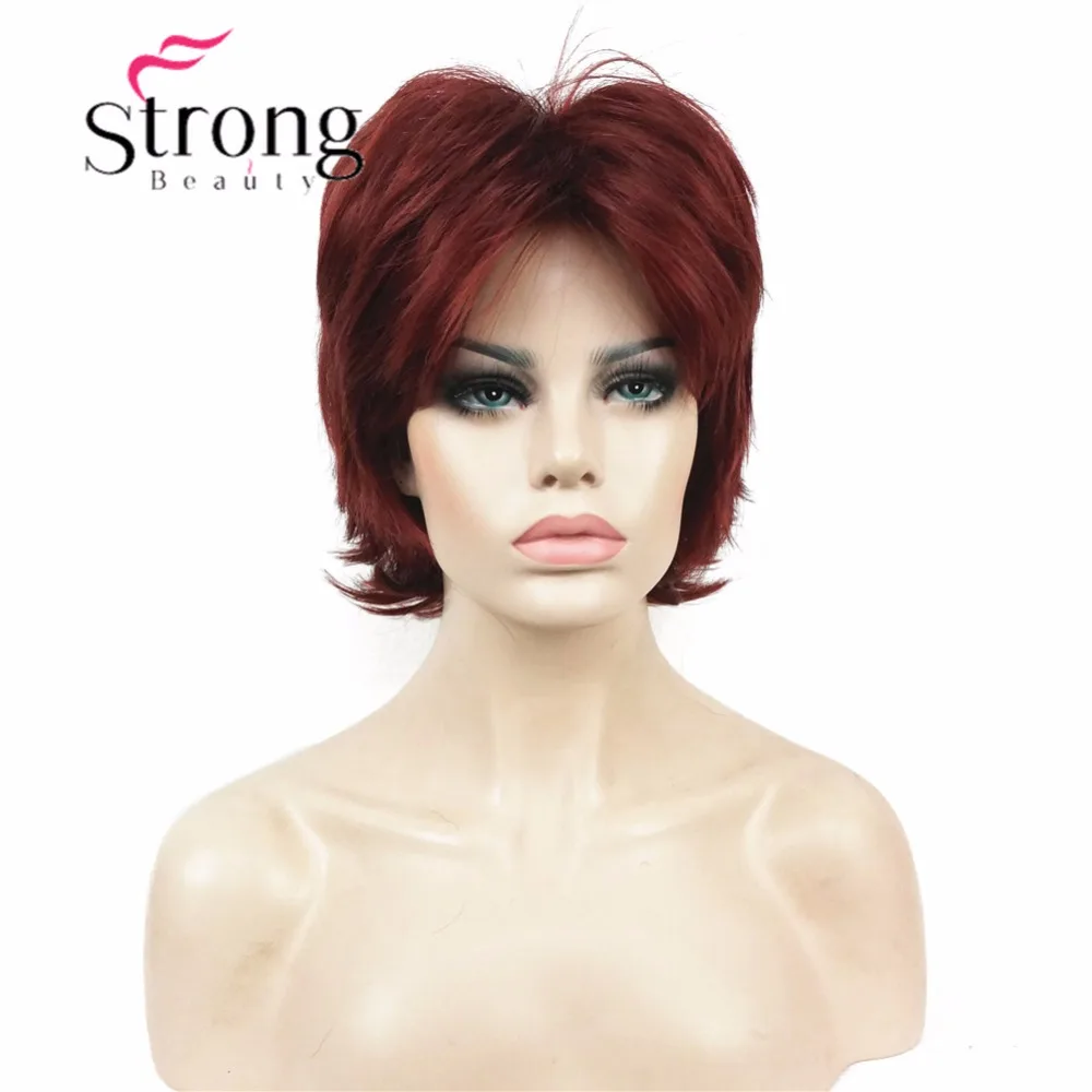 StrongBeauty короткий слоистый лохматый медный красный полный синтетический парик женские парики выбор цвета