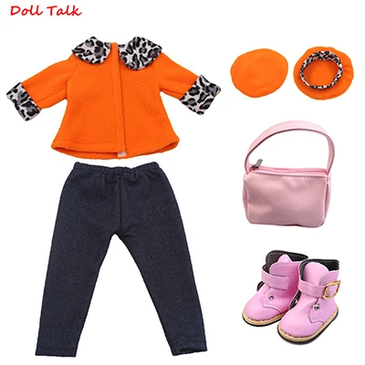 Style 8 Модные 1 комплект одежды для куклы, Топы+ штаны+ головной убор+ сумка+ обувь для 18 ''дюйма американская кукла девочка ручной работы Diy одинаковый наряд - Цвет: Style 8