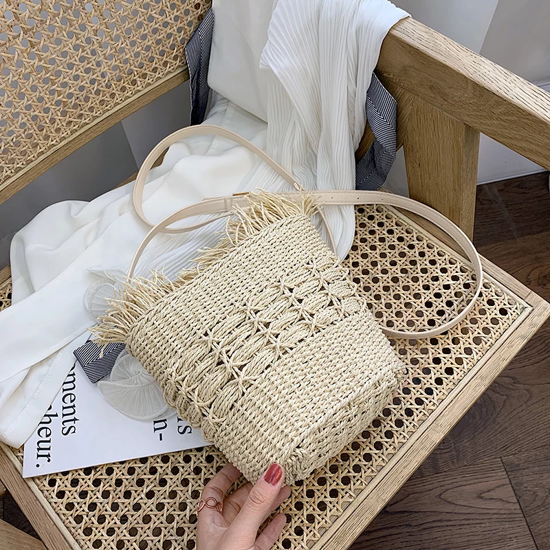 Женская плетеная Сумка на плечо Boho ретро-сумка ручной работы Соломенная пляжная