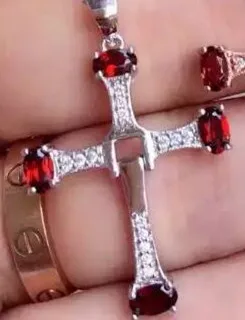 Женский кулон с красным гранатом вечерние серебра 925 пробы|jewelry necklace pendants|jewelry