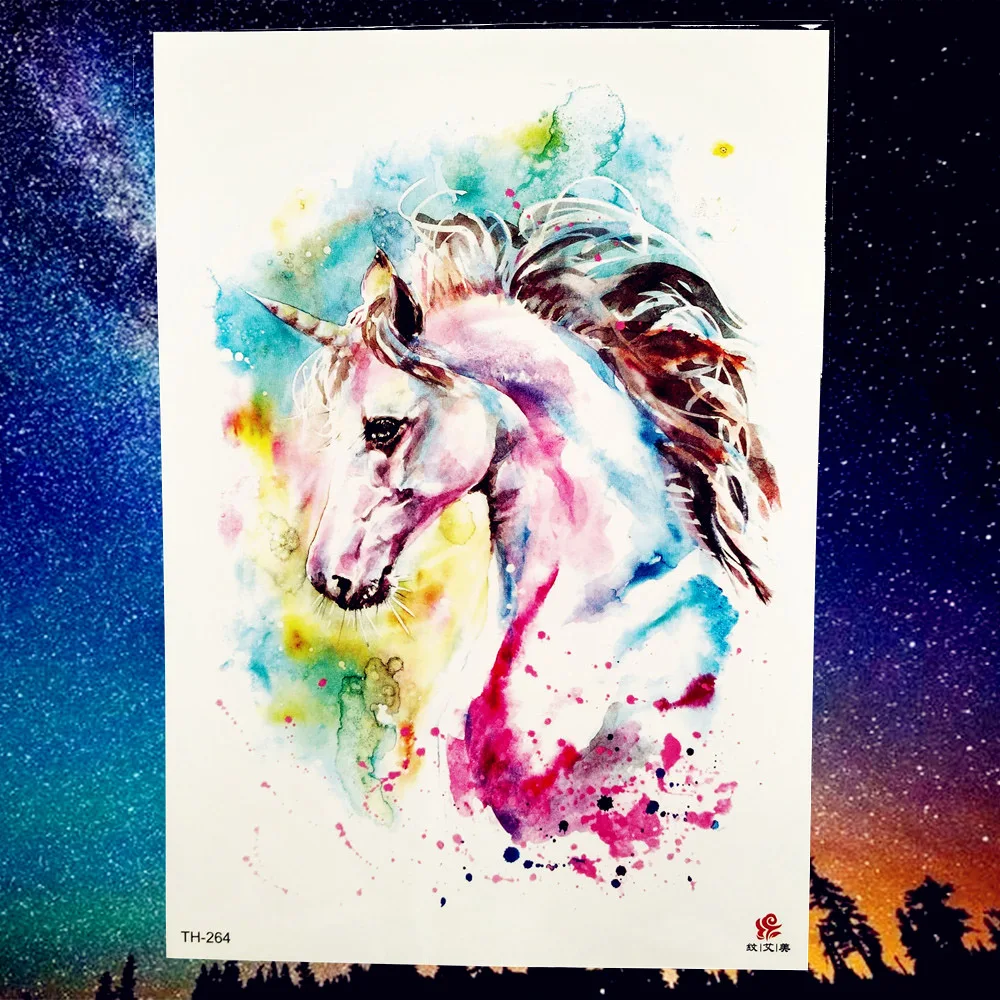 Водонепроницаемая Временная тату наклейка REJASKI с рисунком единорога лисы тигра