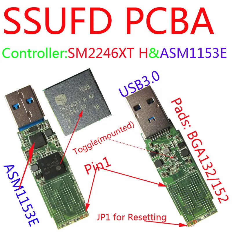 SM2246XT UFD USB3.0 PCBA комплекты печатных плат BGA132/152/136 с двойными прокладками