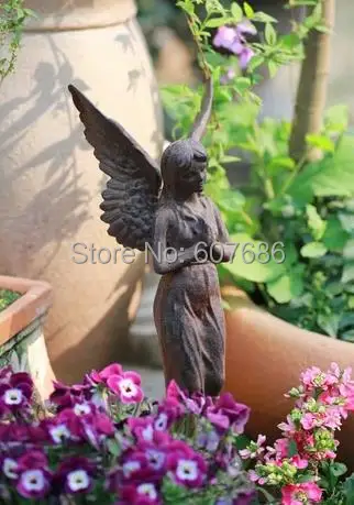 Античная чугун игривый фея статуя ангела пикси фигурка 36 * 16 см металл на открытом