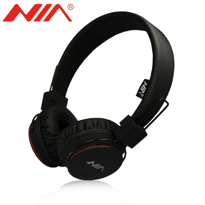 Black NIA X2 беспроводной и проводной оголовье на ухо наушники Hi-Fi стерео звук многофункциональная Поддержка FM SD карты - Цвет: Black