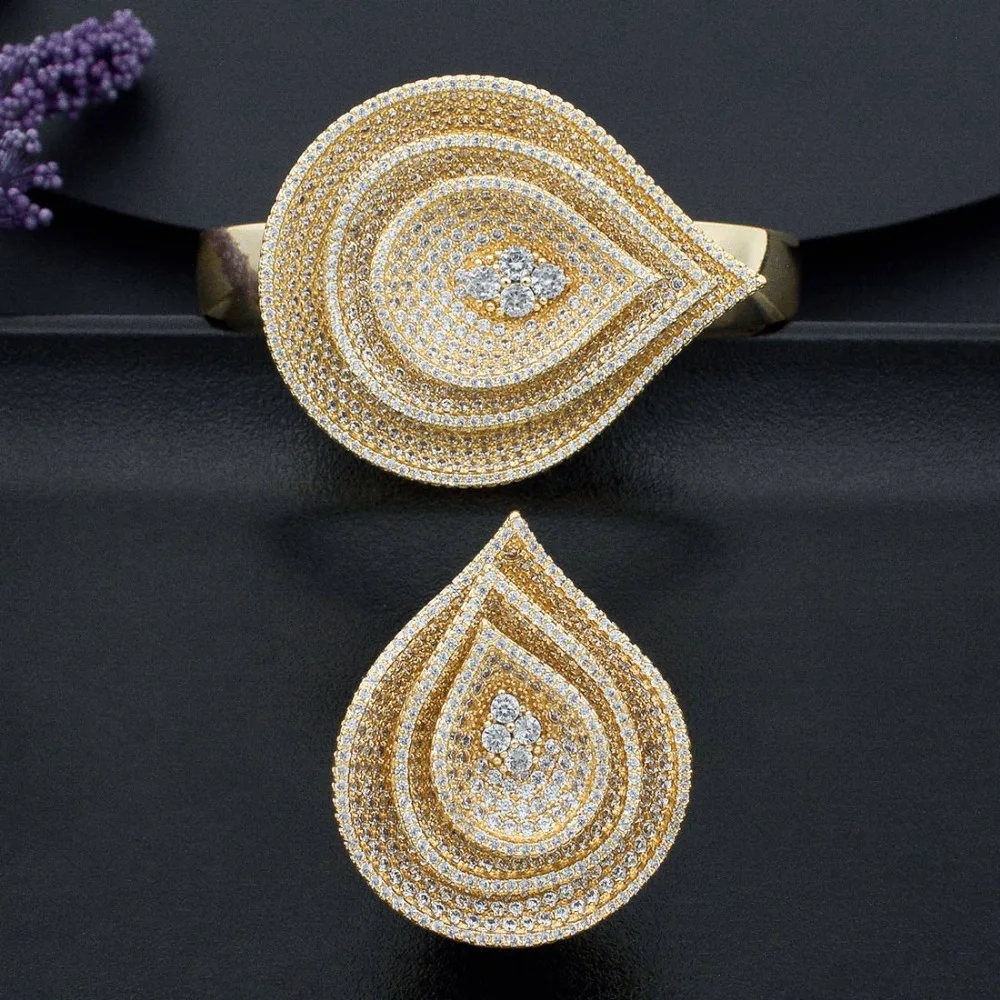 Роскошный большой бриллиантовый комплект ModemAngel из медного браслета кольца и с