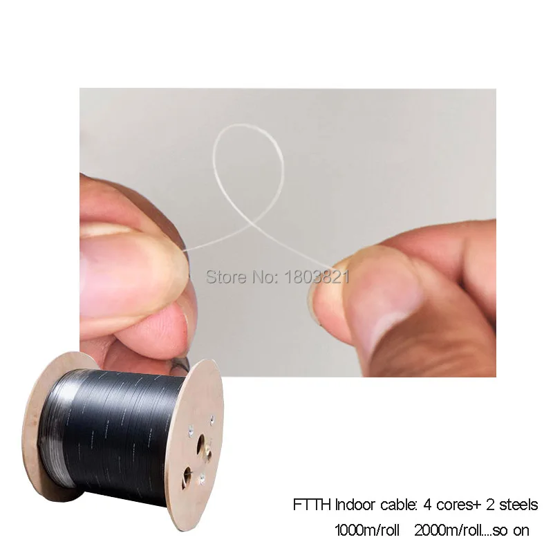 1000 м/рулон Сталь Проводной Тип 4 ядра Открытый FTTH Оптическое волокно падение