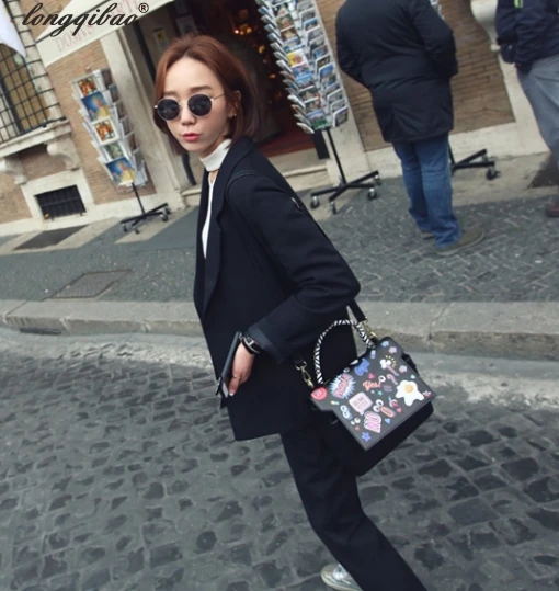 

Brand Women 2 Pieces Sets Womens Business Suits black Pants Suit Formal OL Business Suit Long Sleeve trouser suit