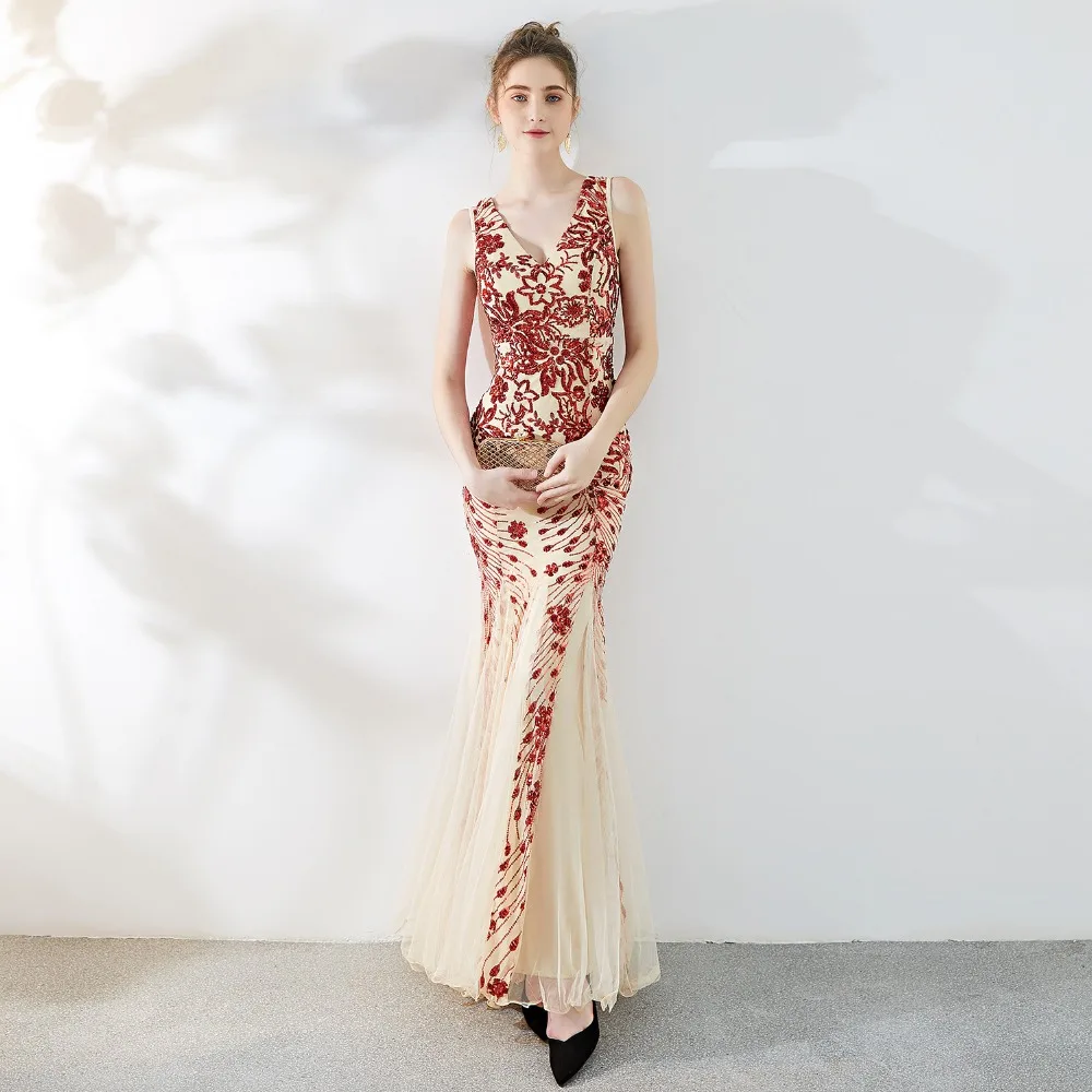 Элегантное голубое платье без рукавов с v-образным вырезом и блестками летнее