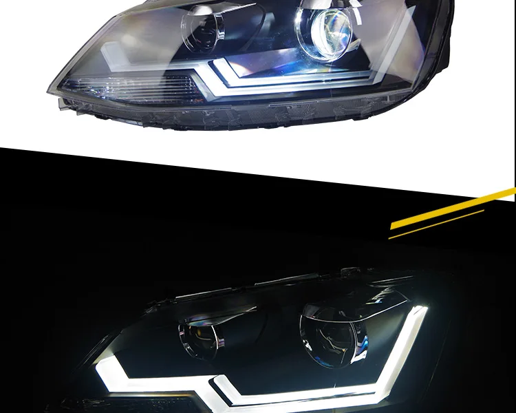 1AKD автомобильный Стайлинг для Jetta фары Volks wgen Jetta Mk6 светодиодный фары DRL Биксеноновые линзы Высокий Низкий луч парковка противотуманная фара