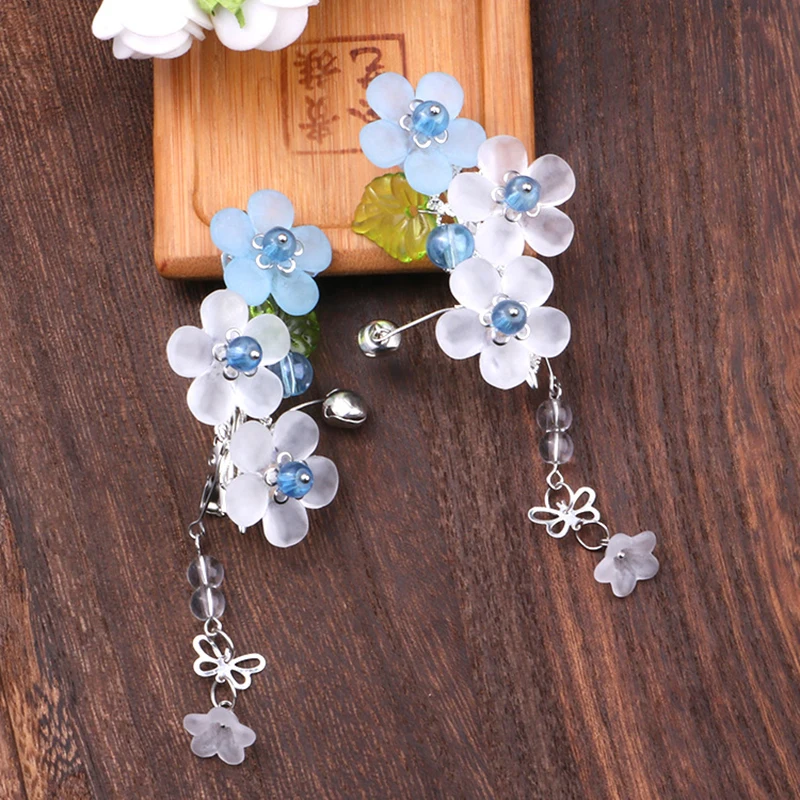 2 шт. Винтажные заколки для волос с цветком вишни и кисточкой антикварные Hanfu