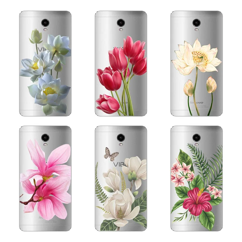 Мягкий ТПУ Для lenovo vibe shot z90-7 k3 note a7000 a6000 k5 plus k6 чехол с цветочным рисунком для p1 p1m p2