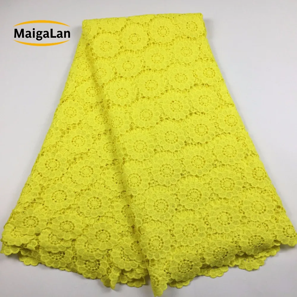 MAIGALAN желтая африканская кружевная ткань высокое качество нигерийский кружевной