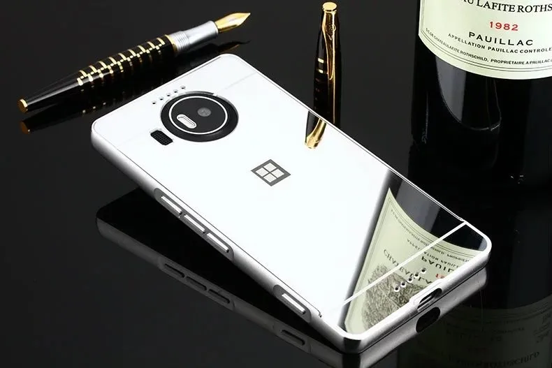 Зеркальный чехол на заднюю панель для microsoft Nokia Lumia 950 5," 950xl, Комплект алюминиевых металлических рамок, популярный чехол для телефона s для Lumia 950 XL 5,7"