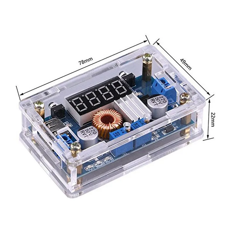 DC-DC Step Down Converter 5-36V to 1.25-32V 3.3v 12v 24v 5A Buck Voltage Regulated Power Supply+ LED Voltmeter+case