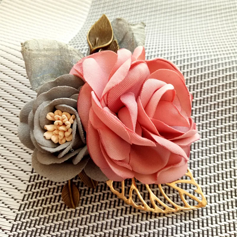 New Woman Brooches Handmade Yard Fabric Flowers Pin Vintage Leaf Suits Fashion Jewelry Coat Corsage Accessories | Украшения и