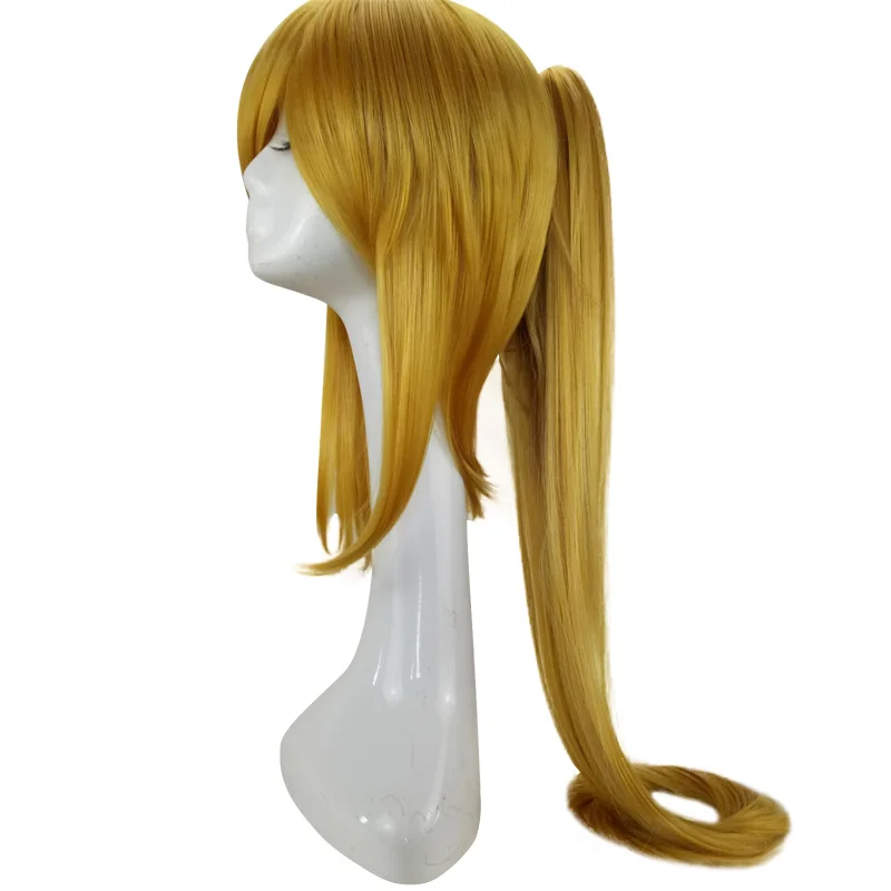 HAIRJOY красный блонд коричневый фиолетовый косплей парик 100 см конский хвост длинные прямые термостойкие синтетические волосы костюм парики 4 цвета - Цвет: blonde