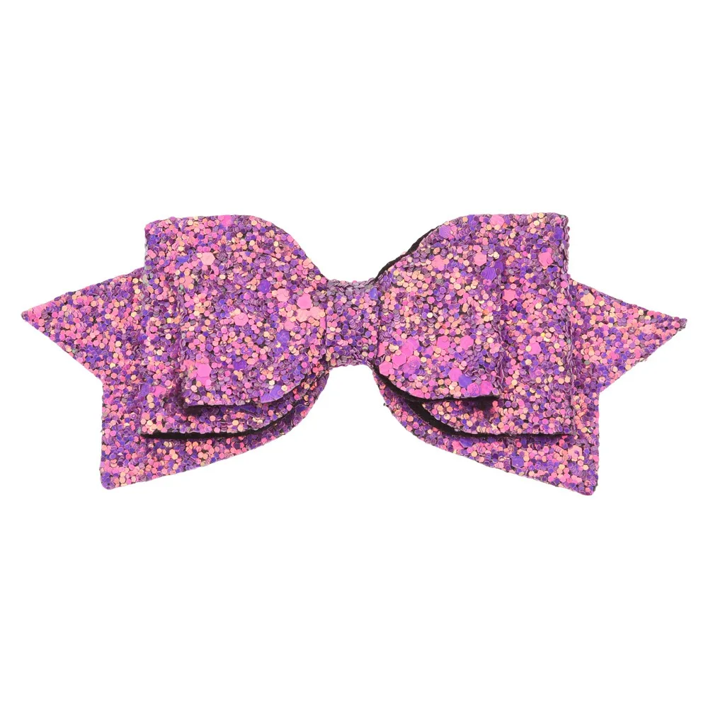 Purple 7 шт. 4,5 дюймов большой блестящий банты, Бутик Аксессуары для волос блесток заколка-бантик заколка с бантиком заколки для волос - Цвет: Purple