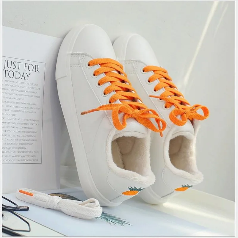 Женские ботинки на плоской подошве теплые хлопковые с вельветовым покрытием