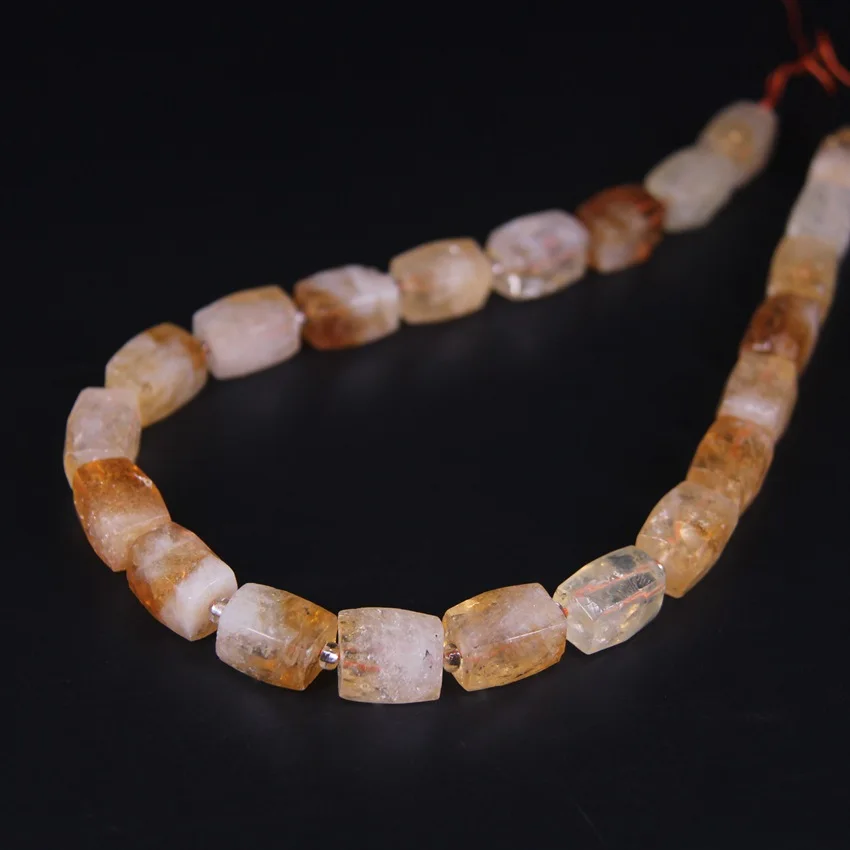 

21pcs/strand,Faceted Cubes Natural Citrines Quartz Nugget Pendant Beads,Cut Rough Crystal Stone Necklace Bracelet Jewel Making