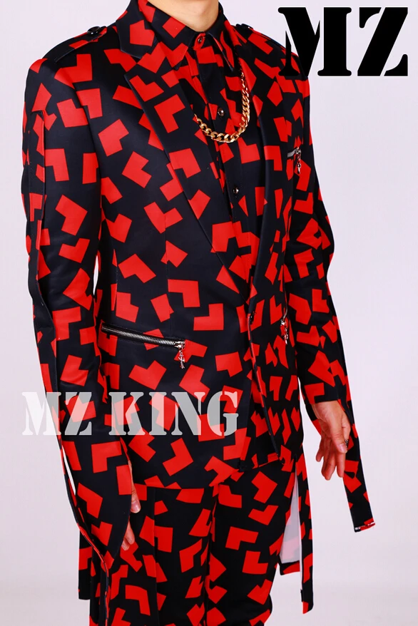 Высококачественный мужской костюм для ночных клубов певец Dj saffloder на молнии с